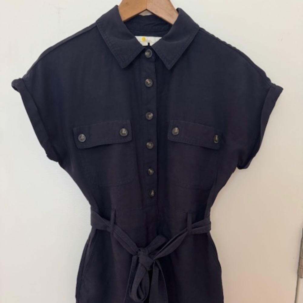 Navy linen romper